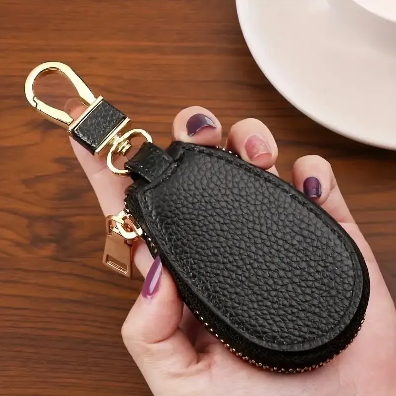 1PCS Leather Zipper Key Wallet Keychain Multifunctional Mini Purse Key Holder Case