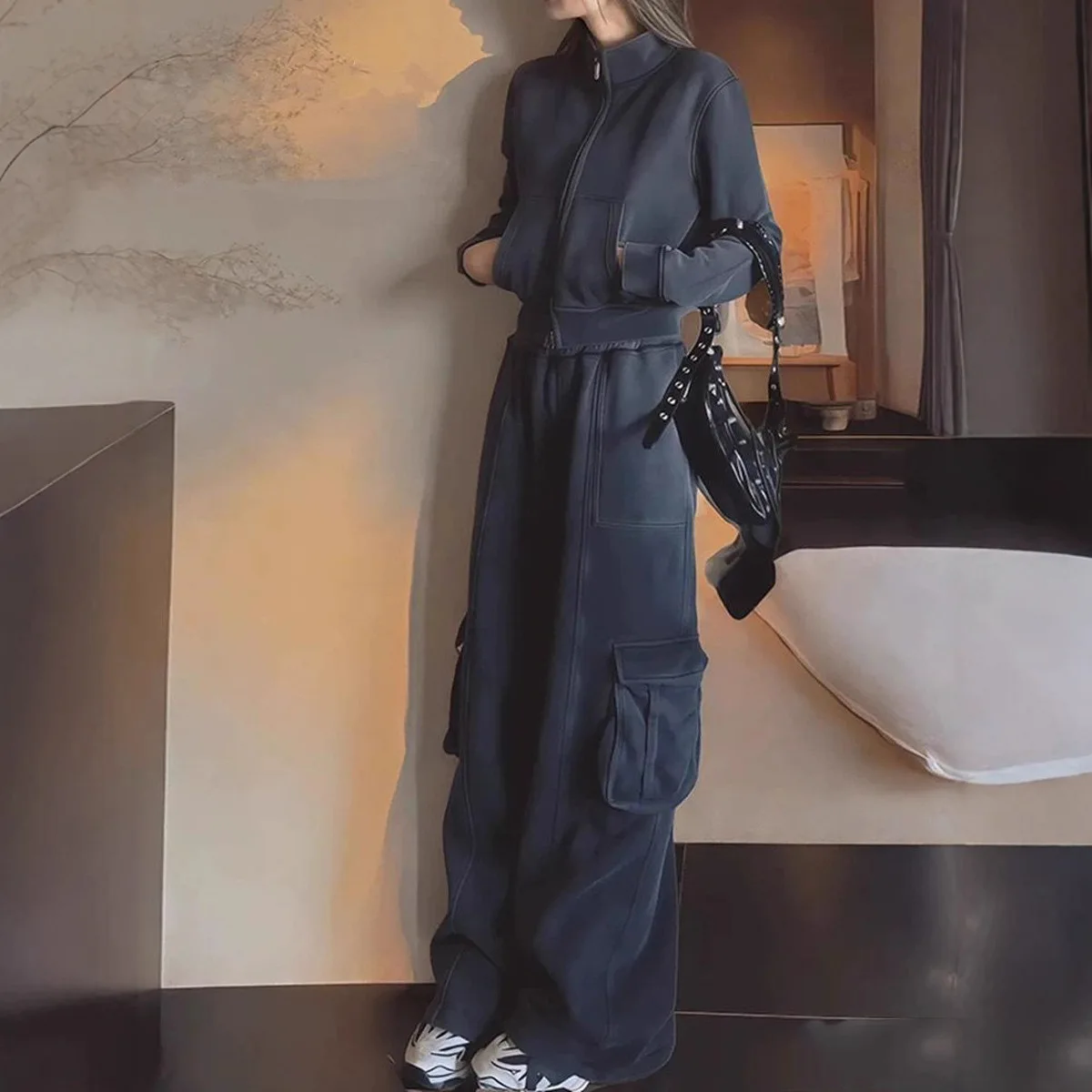 Sportswear Set for Women 2026 Autumn and Winter Loose Fit Slimming Korean Version Fashion Casual Two-piece Set