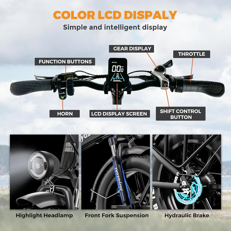 Folding Electric Bike for Adults, Space Aluminum Frame,1000/1500w Brushless Motor Foldable Ebike, 48v16/17.5ah Removabl image 7