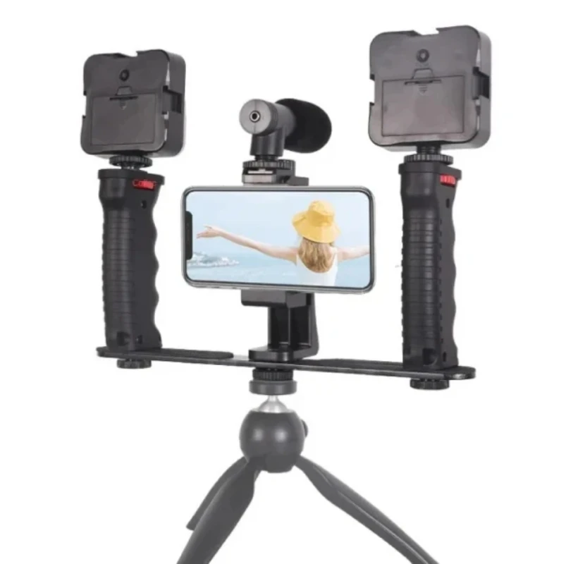 Handheld Stabilizer Revolving Mobile Phone Bracket Rabbit Cage Microphone Bracket Fill Light Live Broadcast Cellphone Holder