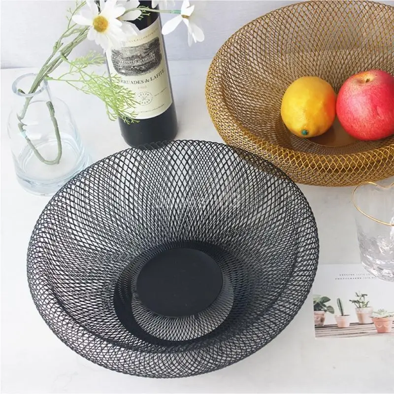 Q6PE Iron Art Fruit Basket Storage Nordic-Style Living Room Fruit Plate Snacks Creative-Bowl Storage Basket Kitchen