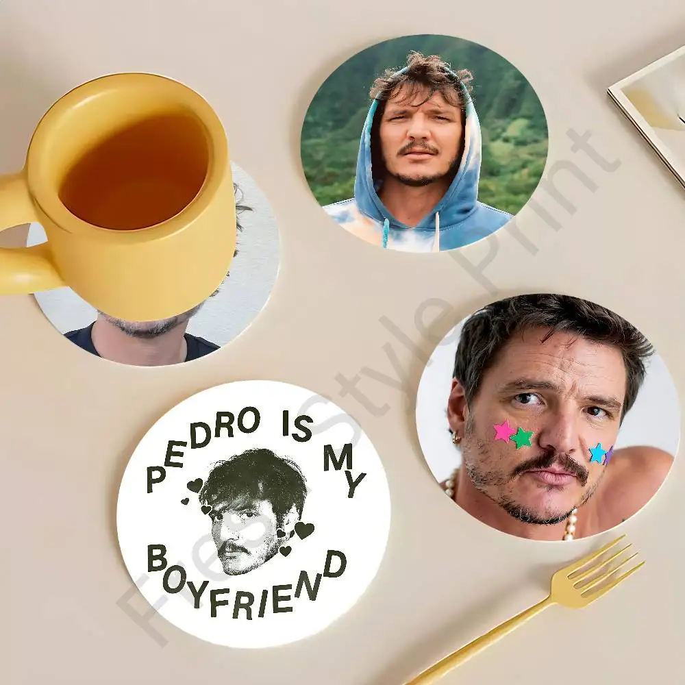 

Actor P-Pedro Pascal Round Wooden Coasters For Cute Design Suitable for Drinks Tea,Coffee Home Perfect Gift