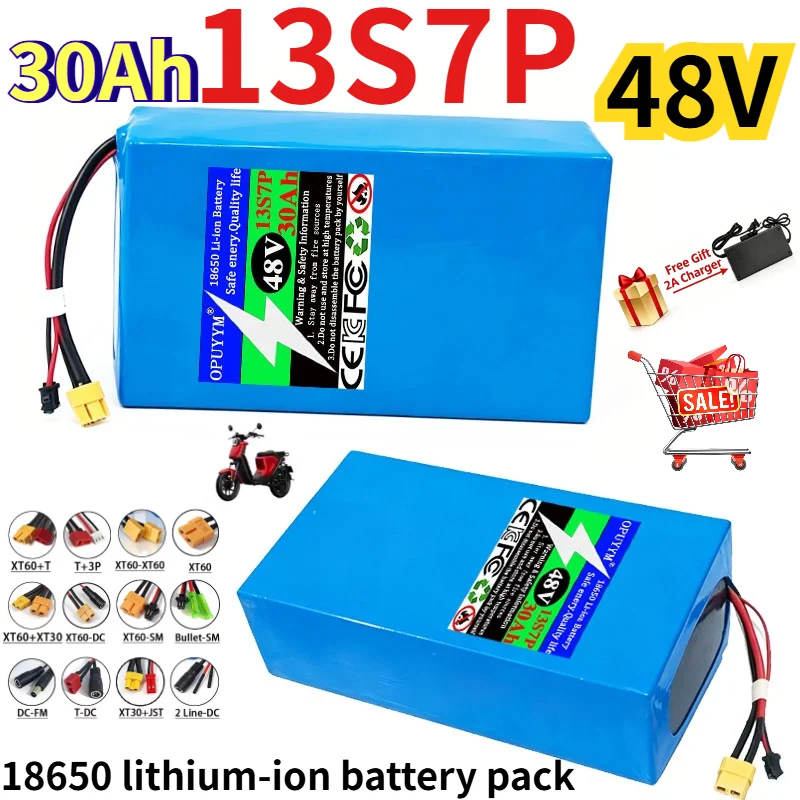 

Original 48V Lithium-ion Battery Pack 30Ah 18650 13S7P Electric Bicycle Escooter Battery for 500W-2000W Electric Vehicle