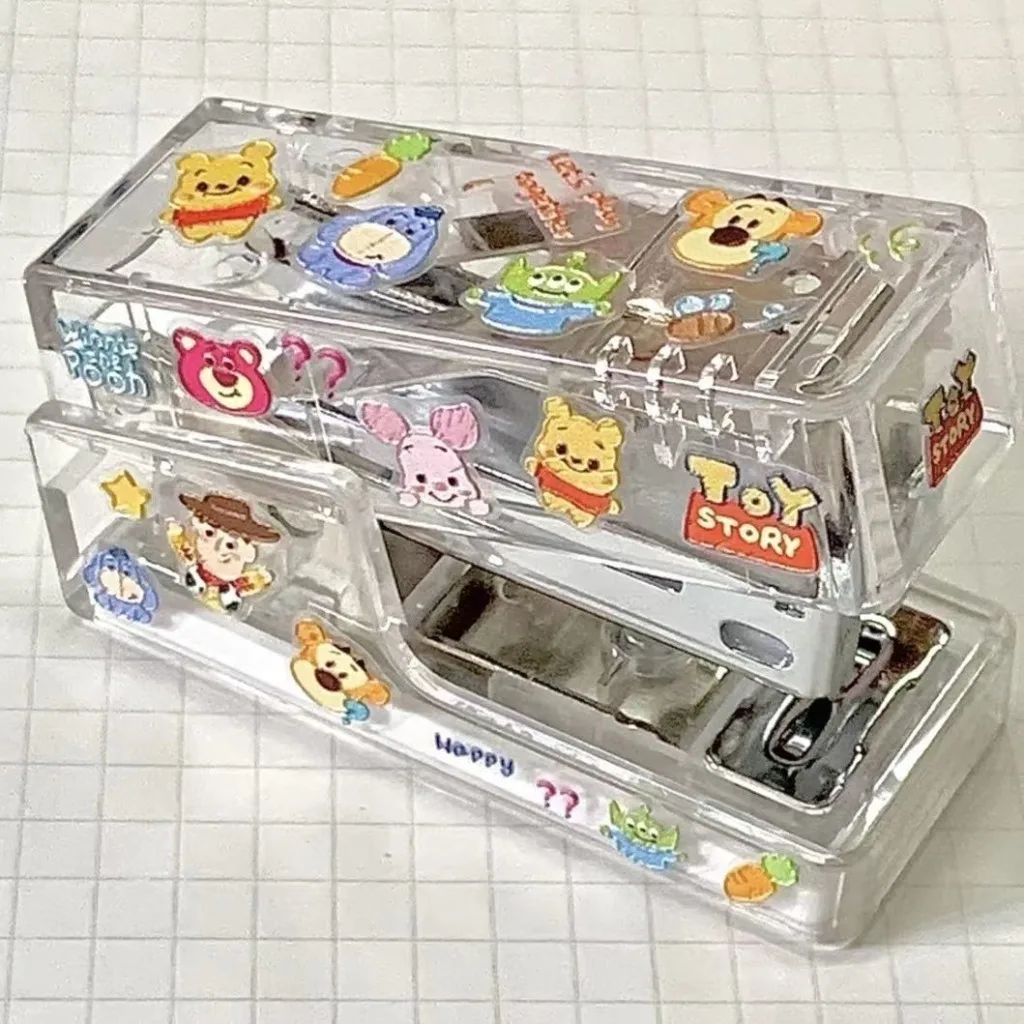 디즈니 크레용 신찬 치이카와 산리오 투명 DIY 스테이플러 학생 미니 휴대용 바인더 오피스 바인딩 용품 스테이플러 선물
