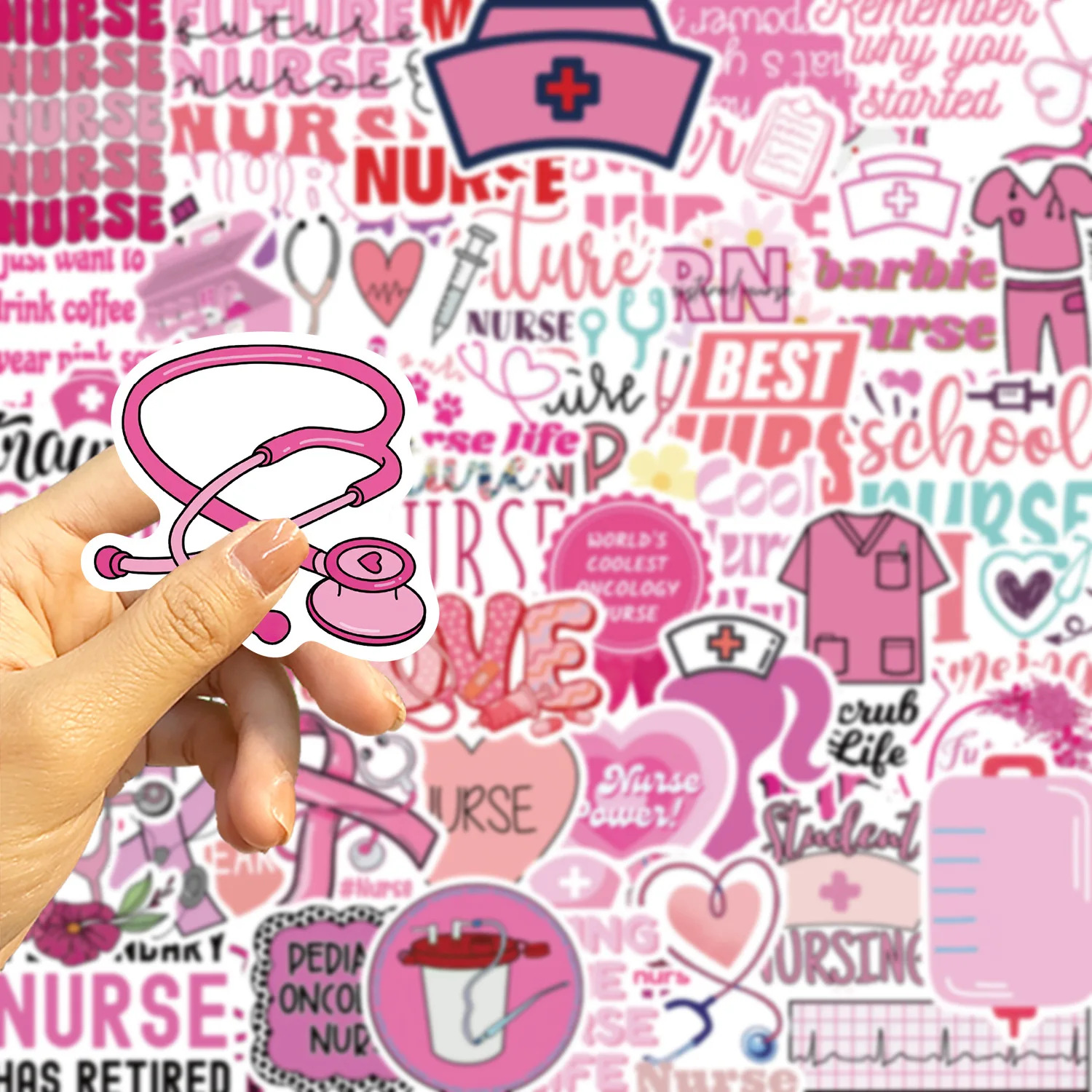 10/30/50PCS Cute Nurse Theme Sticekrs Pink Graffiti Sticker Luggage Laptop Guitar Car Bike  Cartoon Decals Skateboard Decoration