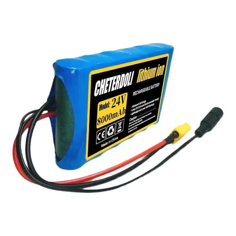 

24V 8Ah 6S1P 18650 Li-ion Battery 25.2V 8000mAh Rechargeable Portable Battery Pack for Monitor Camera Toy Car with Charger.