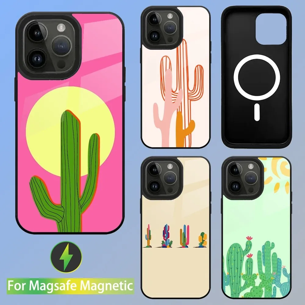 

Plant Cactus Phone Case For iPhone 15,14,13,12,11,Plus,Pro,Max Mini Magsafe Magnetic Wireless Charging