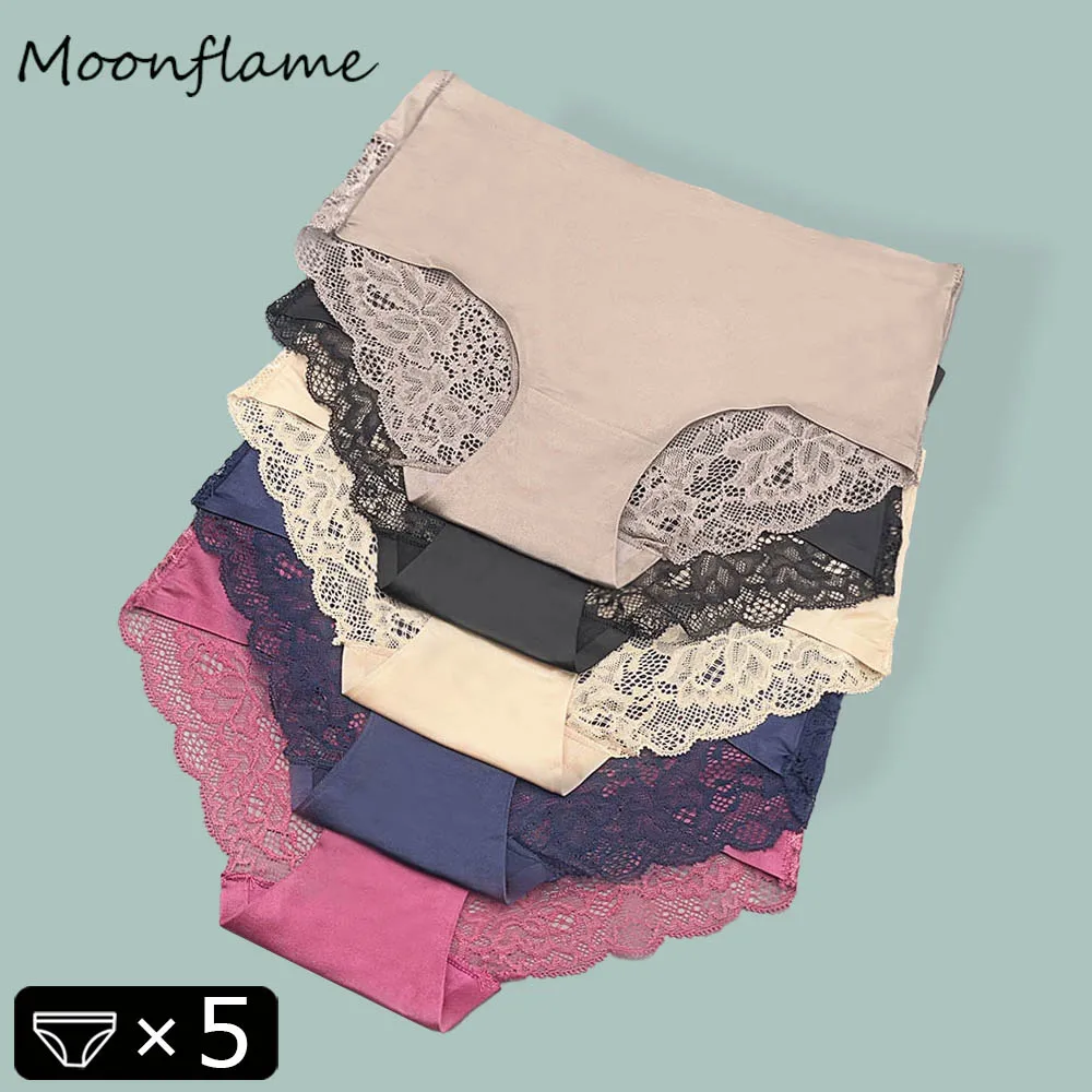 

Moonflame 5 PCS Lingeries Sexy Hot Adult Women's Panties Lace Intimate Sexy Woman Seamless Briefs
