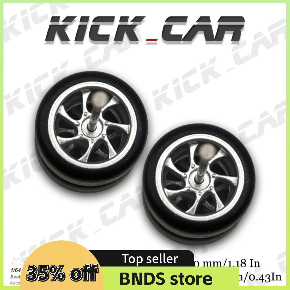 1/64 Model Car Wheels with Rubber Tyres 1Set For Hotwheels Modified Parts Sports Vehicle Toy Cars Tomica MiniGT