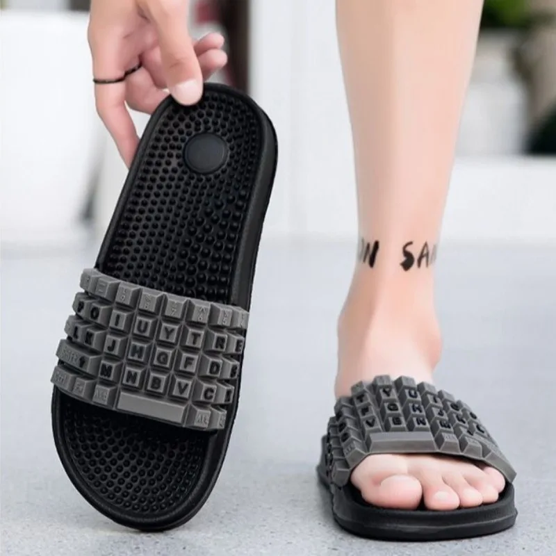 Summer Men's Massage Sandals Soft Cushion Slippers Quick Dry Bathroom Shower Shoes Anti Slip Indoor Outdoor Beach Flip Flops