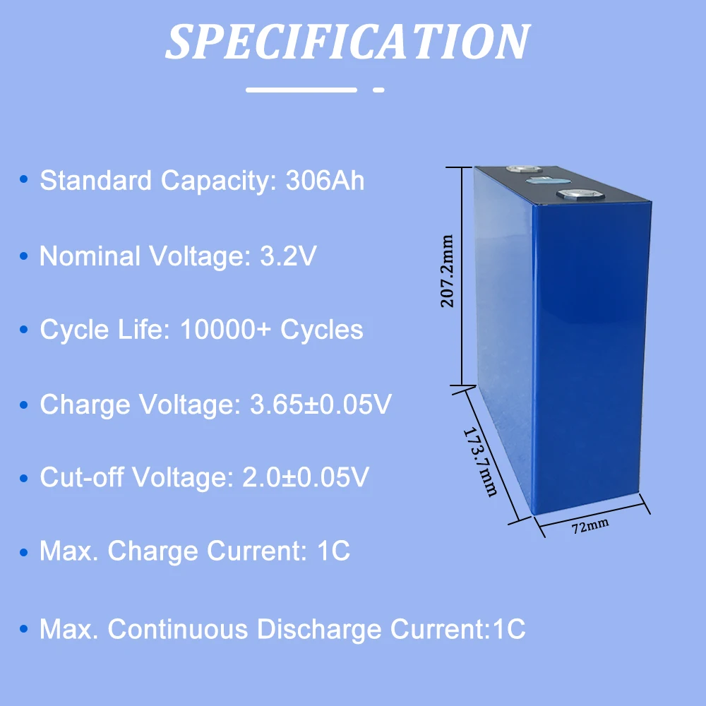 Imagem -04 - Baterias de Lítio Recarregáveis Eve Grade Armazenamento de Energia Solar Carrinho de Golfe Faça Você Mesmo 48v 3.2v 304 ah Lifepo4 8000 Mais Ciclo 416 Pcs