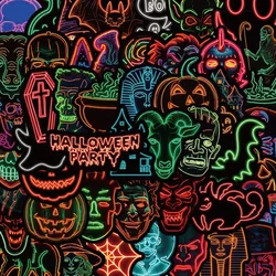 10/30/50PCS New Neon Halloween Sticker Pack Cartoon Creative Anime iPad Luggage Guitar Car Chair Decoration Waterproof Wholesale