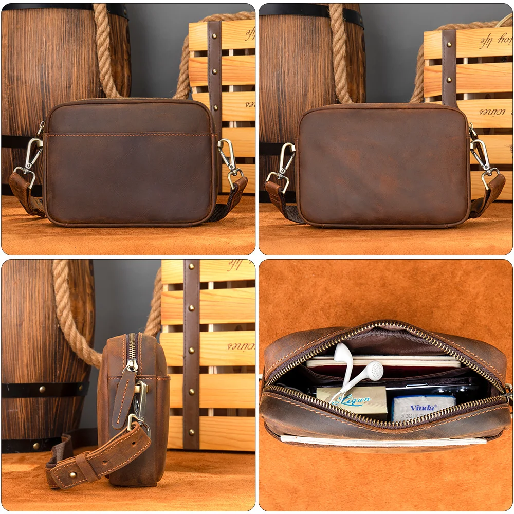 Herren Leder Umhängetasche männliche Cross body Messenger verrückte Pferd Clutch Side Pack Schlinge Handtasche Ear minutile