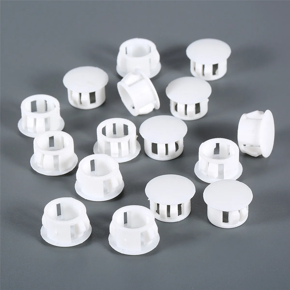 50pcs/set Hole Plugs Black/White 5/6/8/10/12/13/14mm Nylon Snap-on Dust Cover Tube Flat Cap Plugging Pipe Furniture Screw Hole