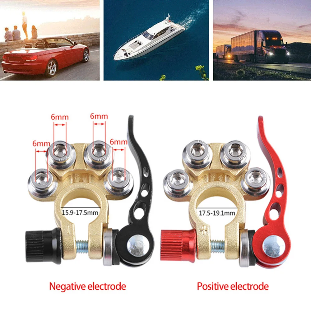 Car Battery Terminal Top Quick Release Disconnect Battery Terminals Copper Wire Lugs Cable Clamp Screw Connection Kit Auto Boat