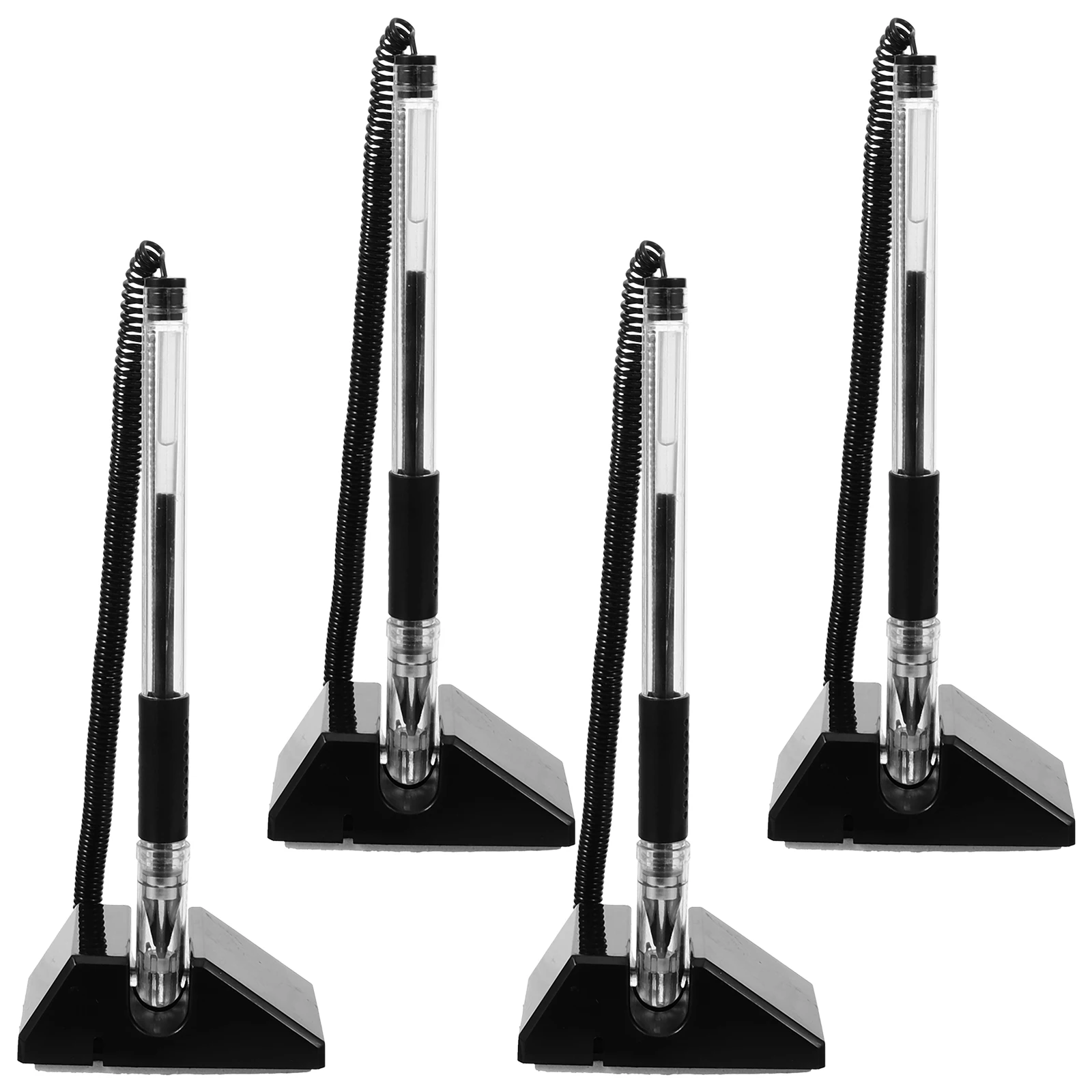 

4 Pcs Black Plastic Gel Ink Pens with Stand for Desktop Office Stationery Multi-function Writing Professional Ballpoint Business