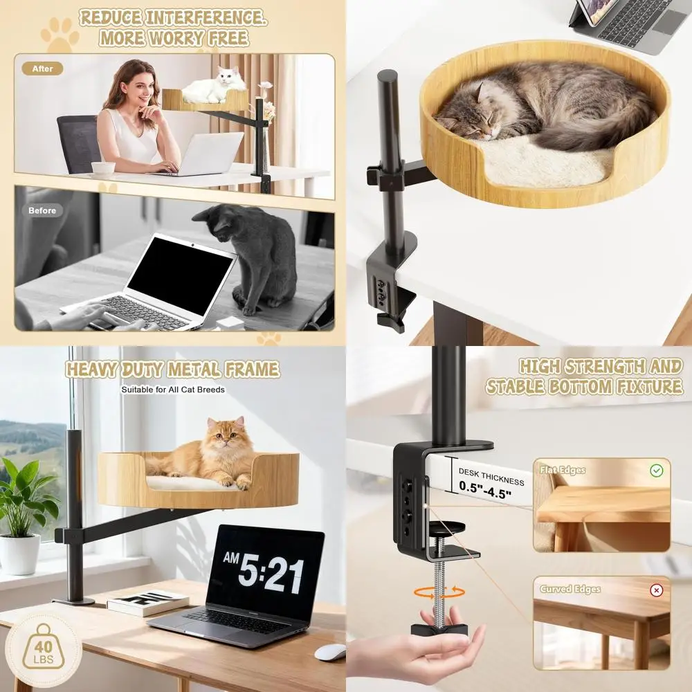 

Регулируемая по высоте вращающаяся лежанка-гамак для кошек, деревянная подставка для небольших помещений