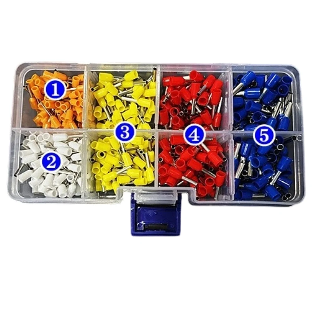 Wire End Sleeve Terminals Assortment Connector Wire End Sleeves Crimp Connector Kit Enhanced Conductivity Color-coded Boxes
