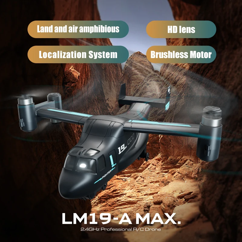 JIKEFUN LM19 Max RC UAV Osprey Helikopter z kamerą 4K HD Fly Around Zdalnie sterowany dron Bezszczotkowy quadcopter Zabawki dla dorosłych