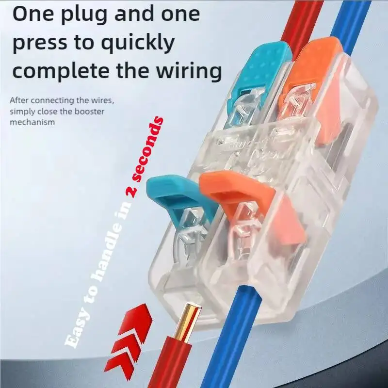 

Wire Connector Electrical Lever Strip Terminal Blocks Cage Spring Universal Compact Quick Wiring Conductors Push-in Connectors