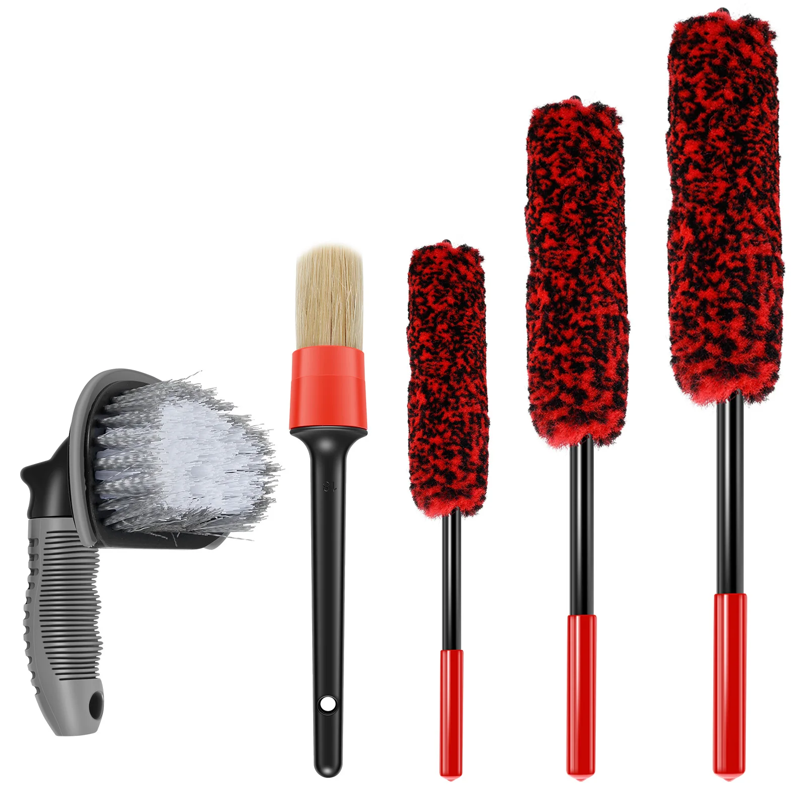 Car Wheel Brush with Handle Non-Scratching Car Wheel Rim Brush Flexible Wheel Cleaning Brush Kit with Portable Detailing Brush