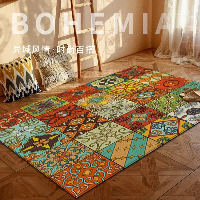 

Retro Carpet Bohemian Living Room Rugs Sofa Coffee Table Rug Persian National Style Area Rug Entrance Door Mat Home Decoration