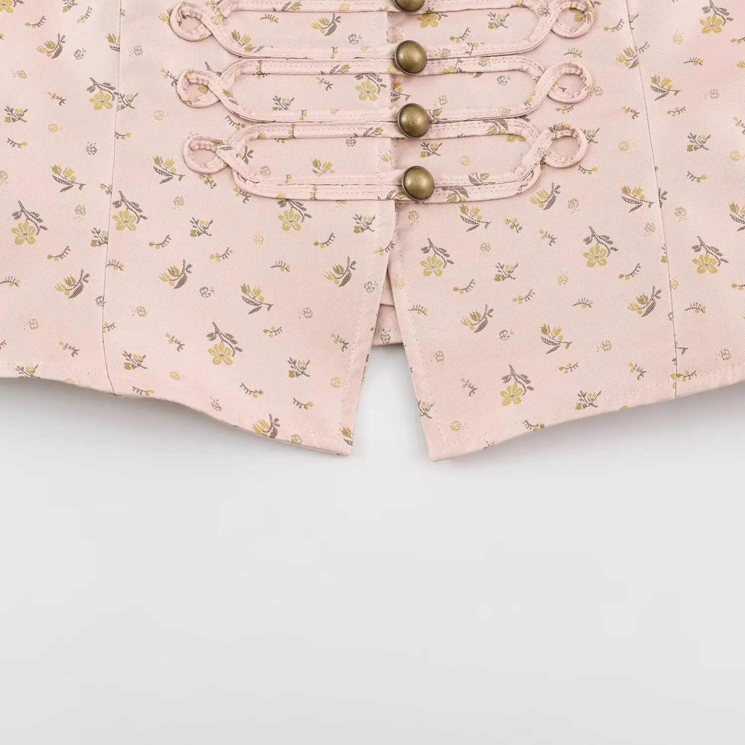 NLZGMSJ 2026 Herbst Retro Damen Blumenmuster Kurze Jacke Stehkragen Einreihig Metallknöpfe Langarm Oberbekleidung – Detail 7