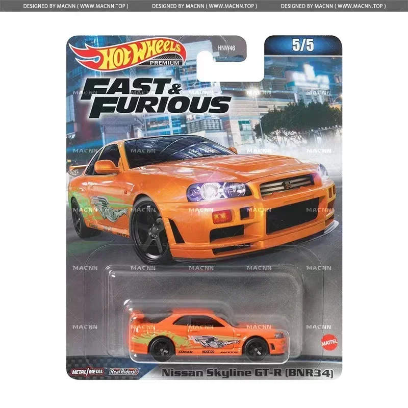 Original Hot Wheels Car Fast and Furious Premium Diecast 1/64 Nissan Skyline GTR Vehicles Porsche Cayman Boys Toys for Children