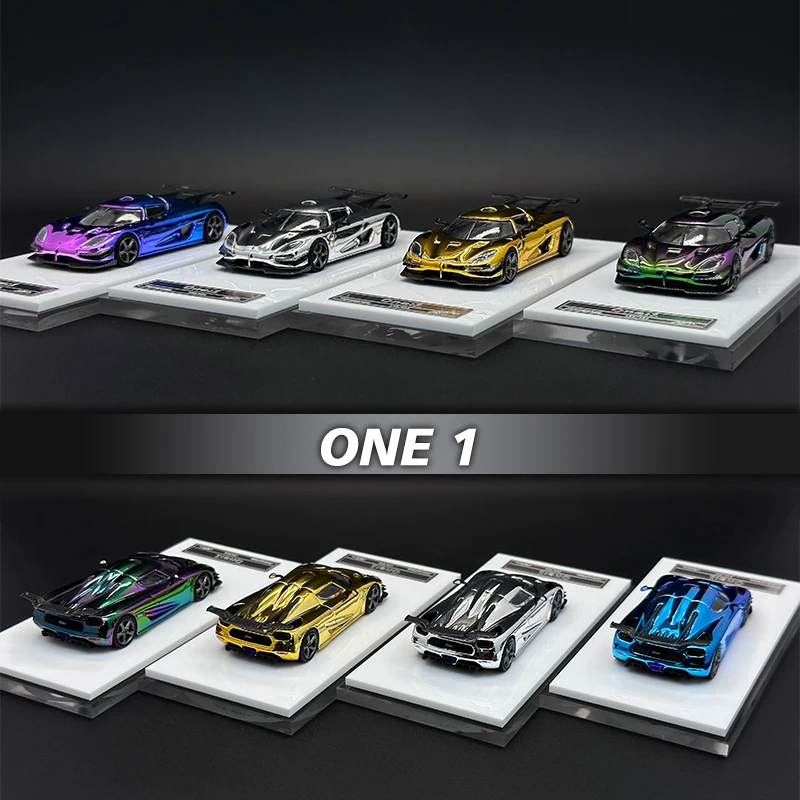 

HKM In Stock 1:64 Agera ONE 1 Chrome Diecast Diorama Car Model Collection Miniature Toys