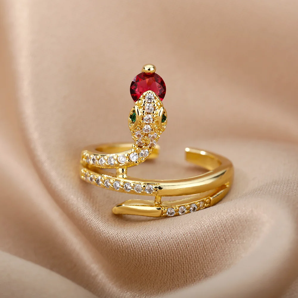 Edelstahl Schlange Ringe Für Frauen Männer Gold Farbe Offene Einstellbare Finger Ring Vintage Gothic Ästhetischen Schmuck anillos mujer