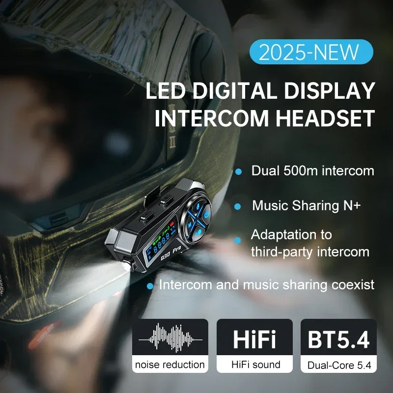 

Motorcycle Helmet Intercom Headset Wireless Interphone Intercomunicador Moto Music Share Interphone FM Radio With Flashlight