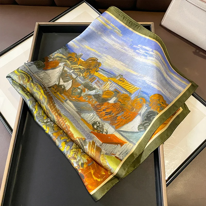 100% Silk Scarf Square Scarves Neck Kerchief Women Pure Foulard Hairbands Lady Flower Designer Female Bandana Ties Bandana Hijab