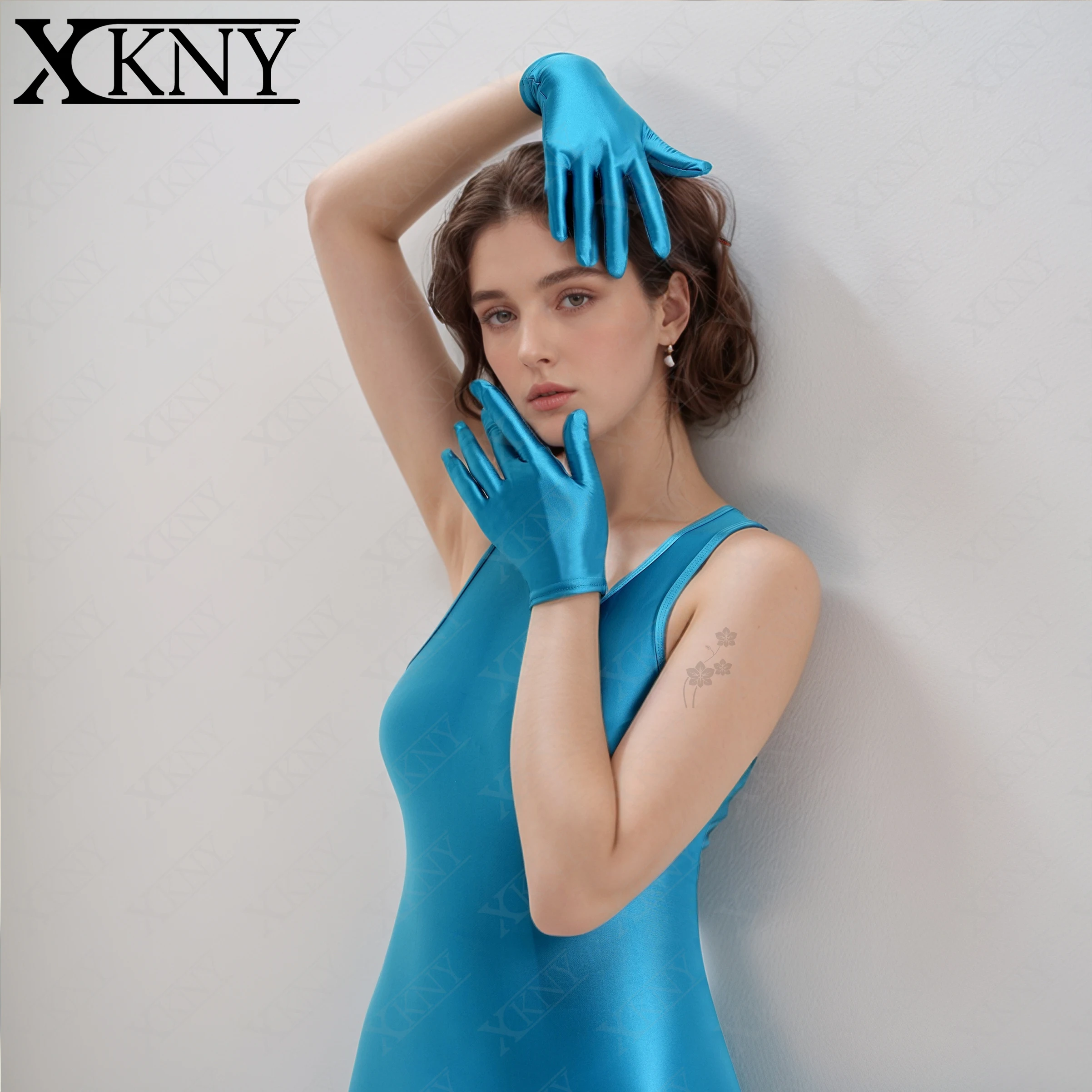 XCKNY satin gloss gloves sexy high elasticity five finger gloves party dress gloves silky role-playing gloves