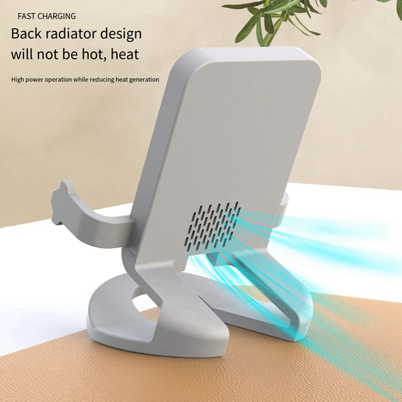 Mini 15W Wireless Fast Charger Multifunctional Phone Holder Desk Horizontal Charg Bracket Mobile Phone Charger Stand