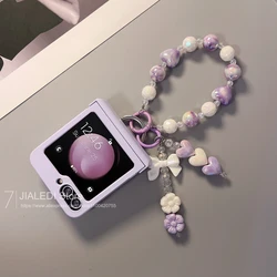 Cute Bracelet Bow Pink Hinger Phone case For Samsung Galaxy Z Flip 7 6 5 flip6 zflip6 7FE Cover
