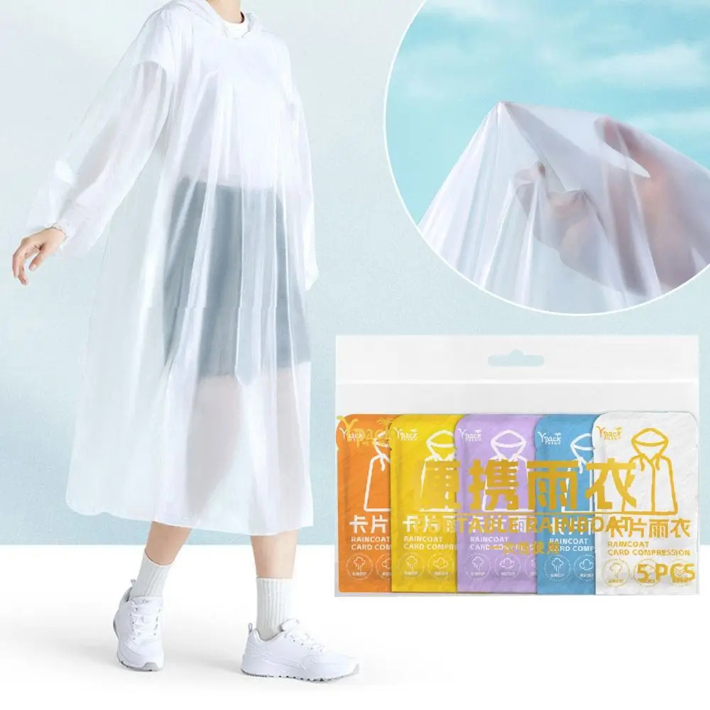 1pc Transparent Disposable Raincoat Thickened Unisex Hooded Rain Coat Emergency Waterproof Disposable Compression Ponchos