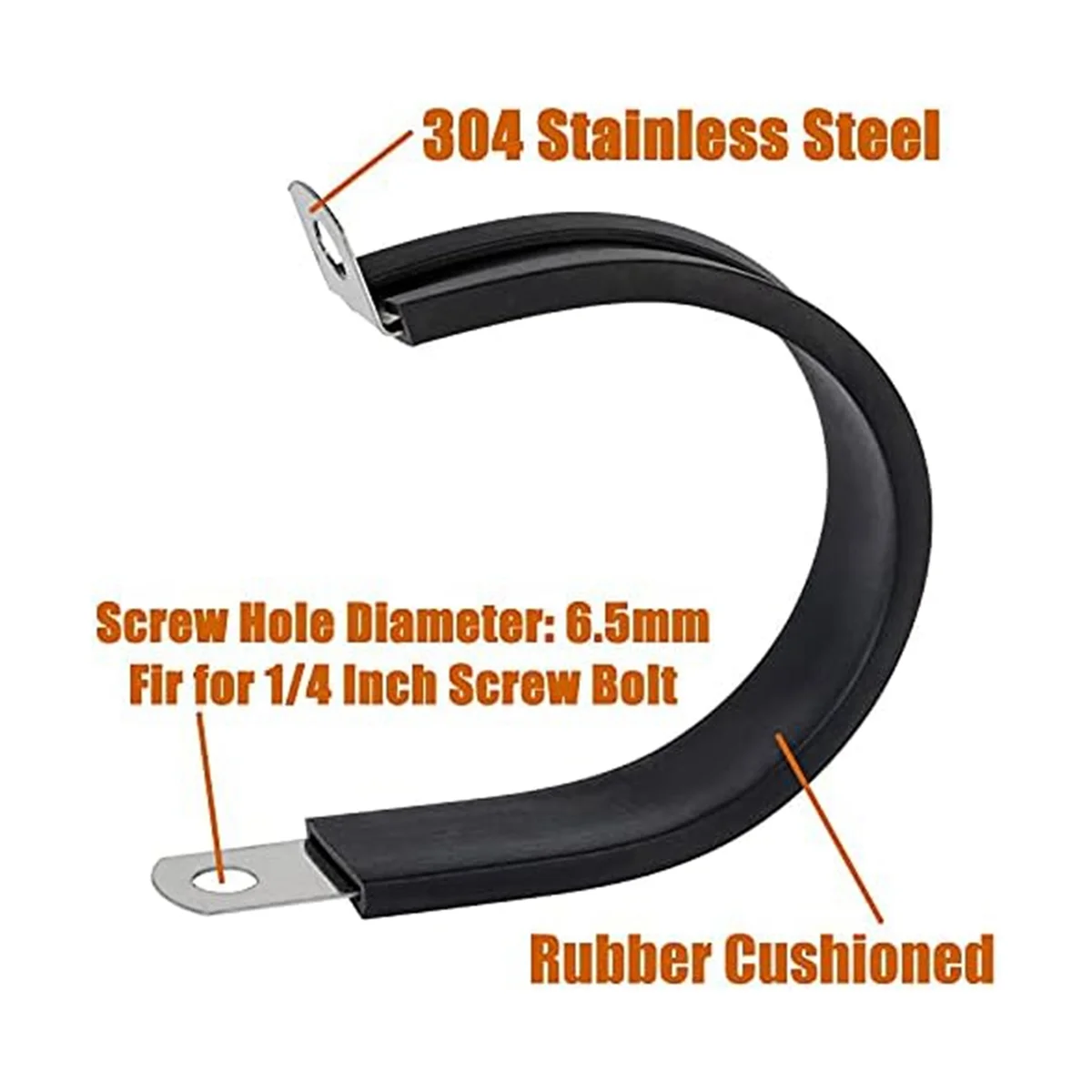 1/4 Inch Stainless Steel Cable Clamp, Rubber Cushioned Insulated Clamp, for Tube, or Wire Cord Installation,36PCS