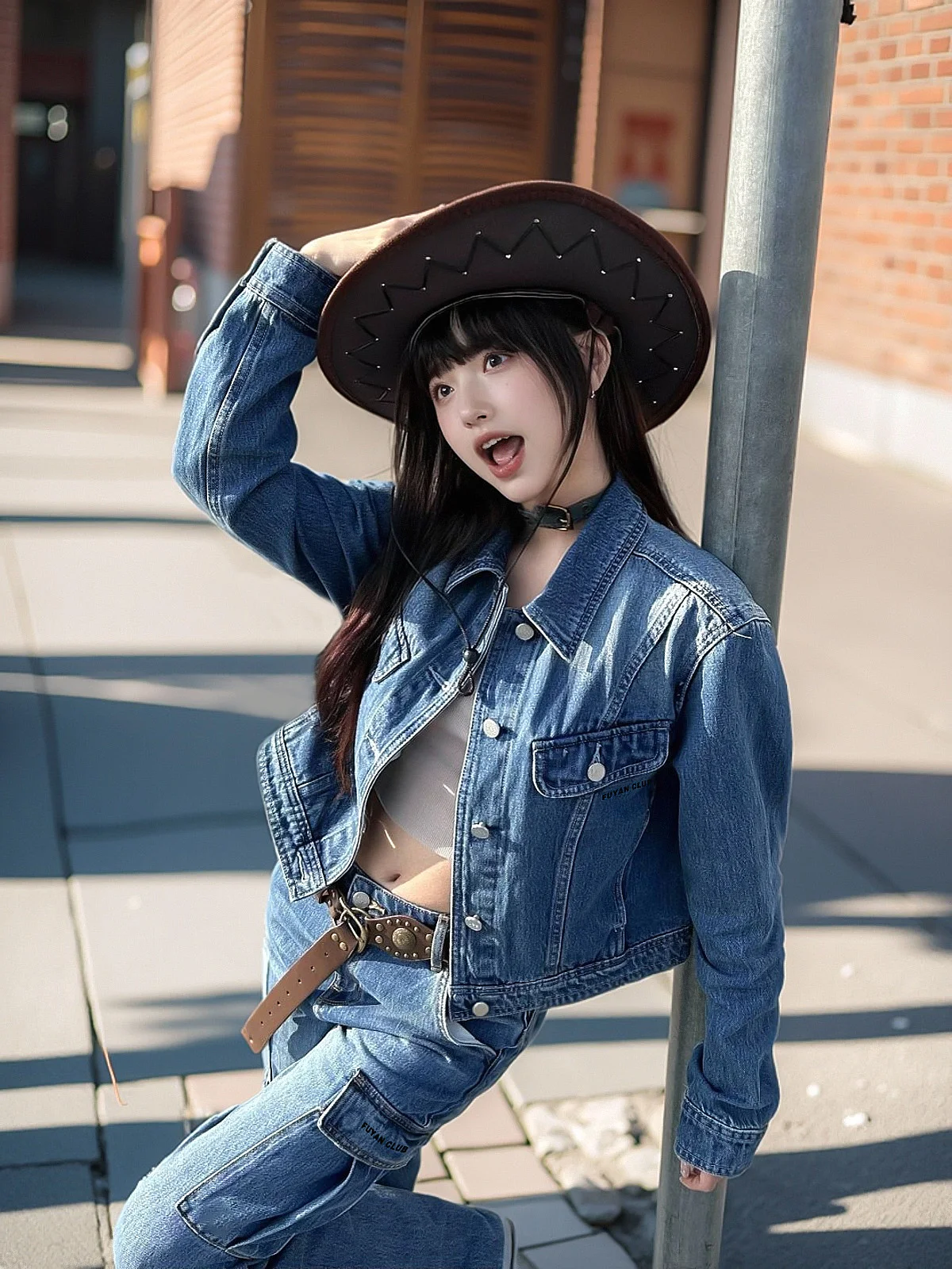 

Fuyan Blue Denim Casual Jacket Women's Set Spring 2025 Vintage American Street Style High-End Feelings Workwear