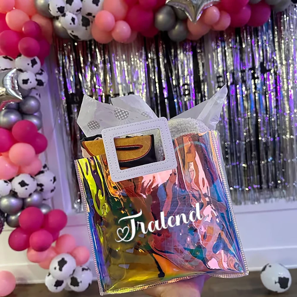 Personalized Holographic Bags Custom Bridesmaid Gifts Bag Bachelorette Weekend Bags Thank You Gift Disco Retro Waterproof