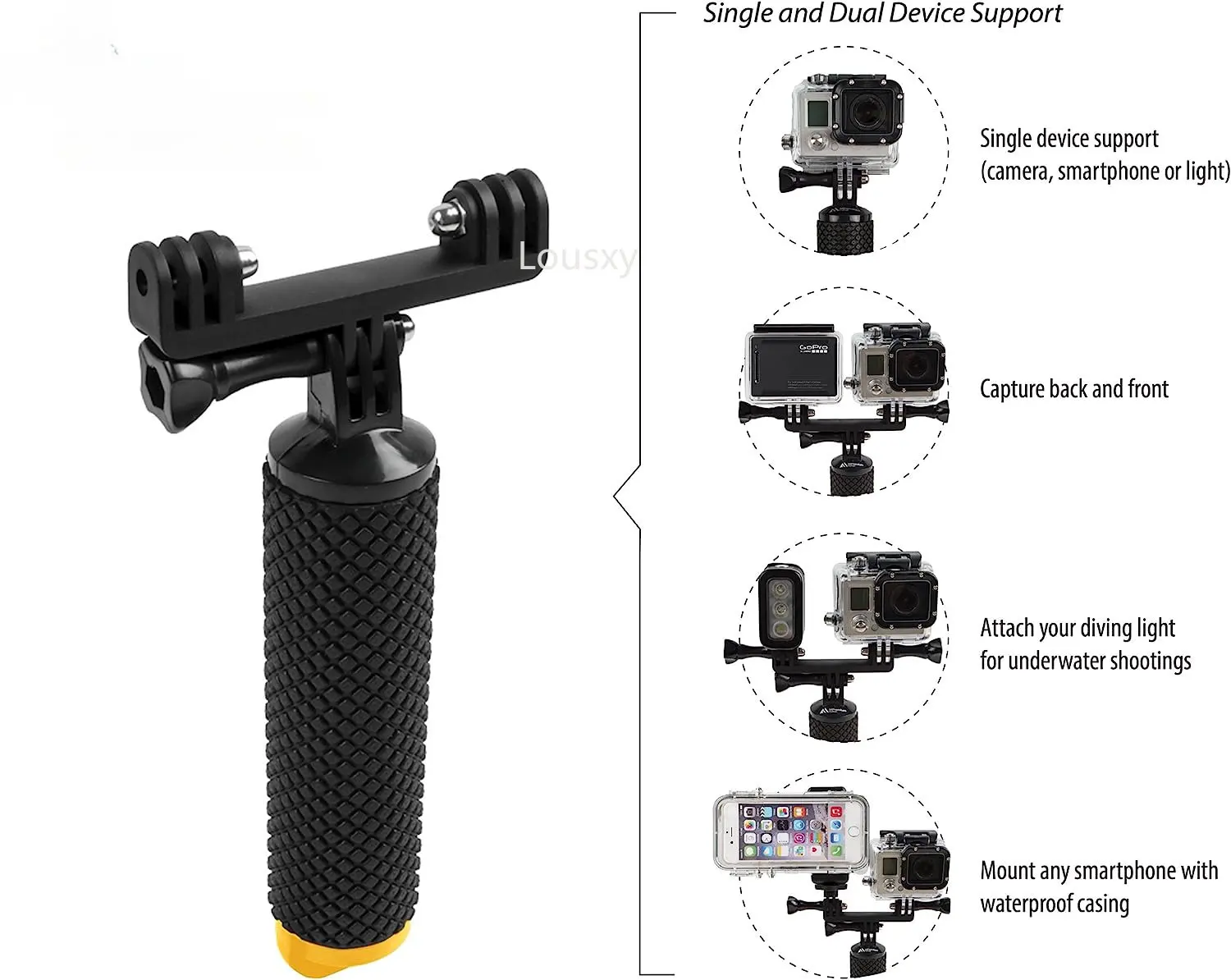 Water Floating Hand Grip Handle Mount Float Buoyancy Rod For Gopro Hero 12 11 10 9 8 7 6 5 4 Xiaomi Yi 4K SJ4000 Action Camera