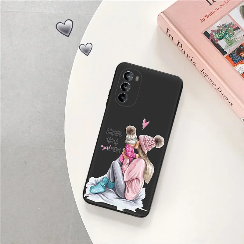 Ultra Thin Black Phone Case for Motorola G9 Edge 20 30 40 G50 G51 G60 G71 G22 G32 G52 G72 G53 73 Brown Hair Baby Mama Girl Cover