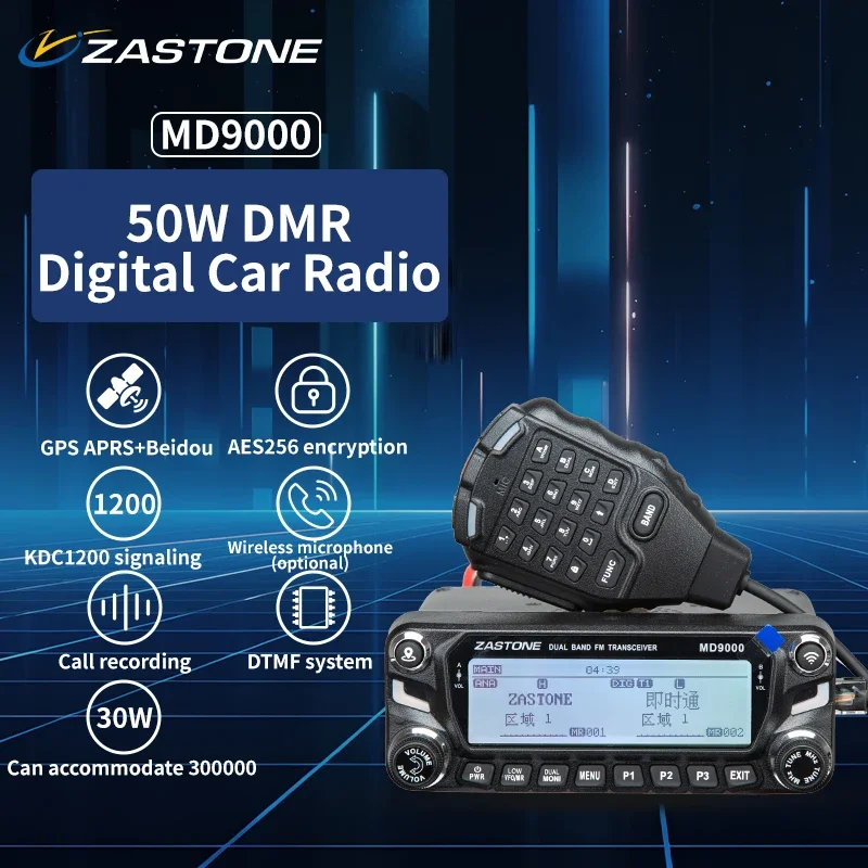 ZASTONE MD9000 DMR Digital Car Walkie Talkie 50W Dual Band Mobile Radio Gps APRS Walkie-talkie AES256 DTMF Amateur Transceiver - view 2