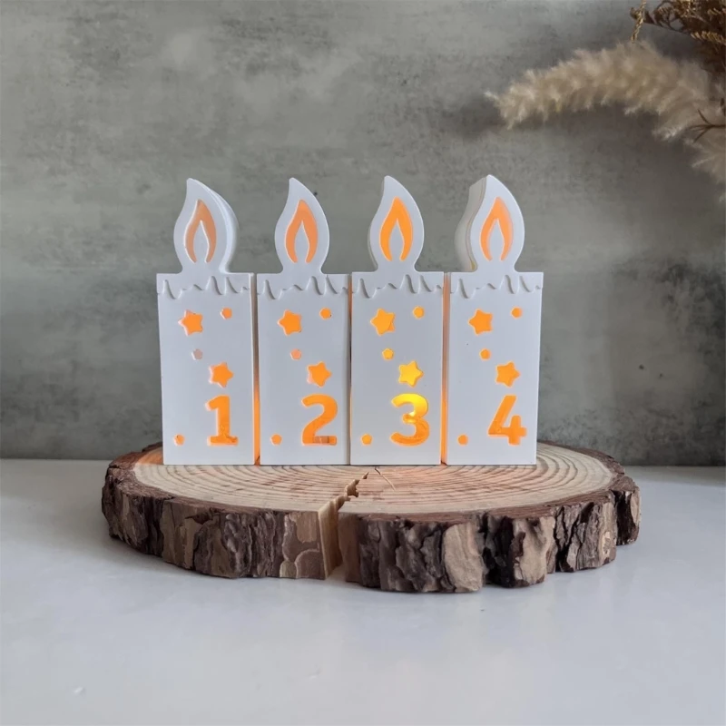 DIY 4 Cavity Number Shape Silicone Candle Mold Desktop Decoration Ornament Handmade Unique Number Candle or Ambient Light Mould