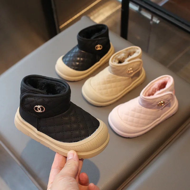 

Детские хлопковые сапоги с утолщенным флисом, осень/зима 2023, новые однотонные теплые ботинки для мальчиков для детей