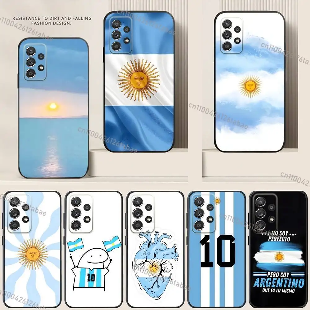 Argentina Flag Phone Case For Samsung S24,21,22,23,30,Ultra,20,Plus,Note,10,9,Black soft silicone case