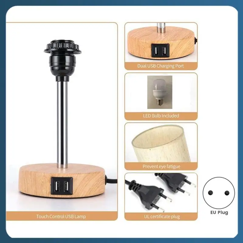 

Touch Control Small Table Lamp For Bedroom With 3 Lighting Modes For Living Room Dorm Office (LED Bulb Included)EU Plug