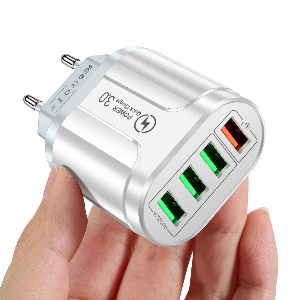 3.1A 4 USB Charger EU US Plug Quick Fast Charge Universal Wall 4 Ports Charging For iPhone Samsung Xiaomi Mobile Phone Chargers