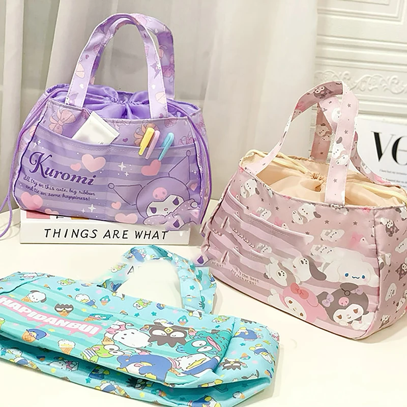 

Sanrio My Melody Drawstring Lunch Bag Kuromi Cinnamoroll Multifunctional Storage Bag Handbag Picnic Bag