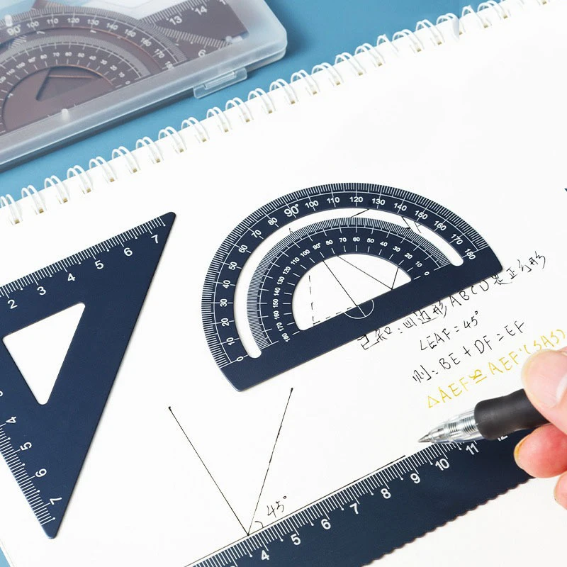 Aluminum Alloy Multifunctional Set of Rulers Rulers  Triangles Metal Stamping Processing Precision Rulers Math Drawing Tools