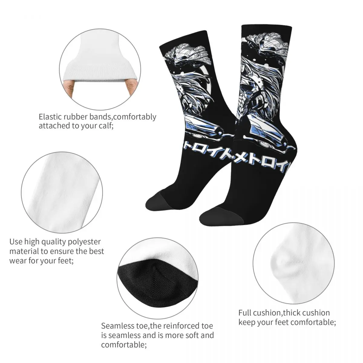 Retro IBH Interstellar Bounty Hunter Soccer Socks Samus Aran Game Polyester Long Socks for Unisex Sweat Absorbing